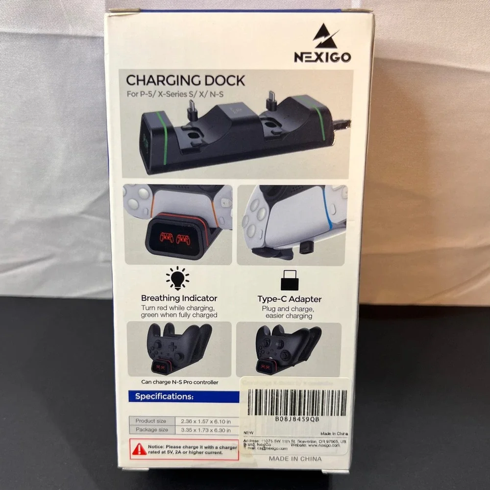 NexiGo Charging Dock for PS5 Xbox Series S/X‎ Switch Black New Dual Station